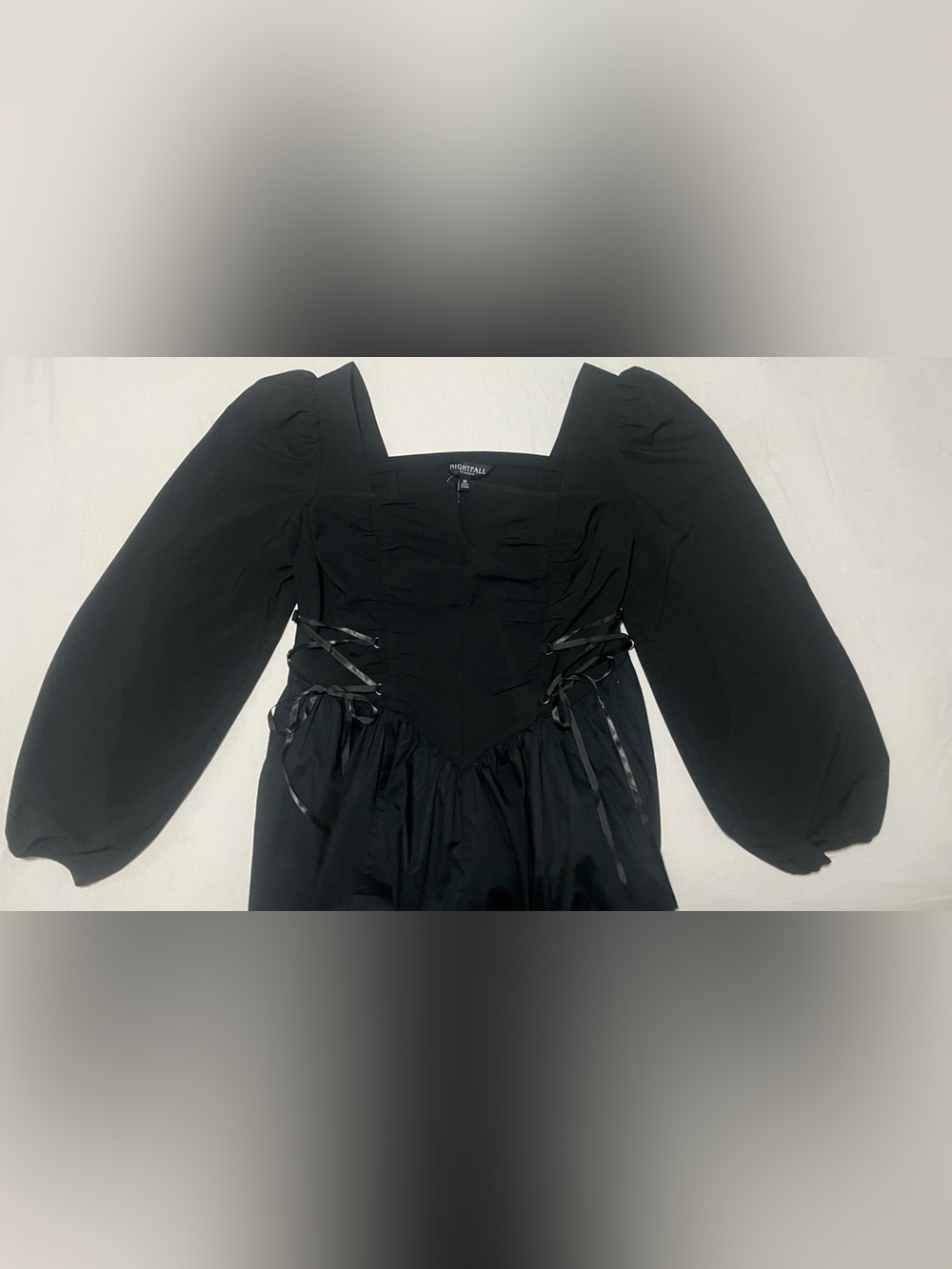 Torrid Nightfall Puff Sleeve Basque Waist Dress Black Size 10 Goth Cottagecore - Picture 4 of 15